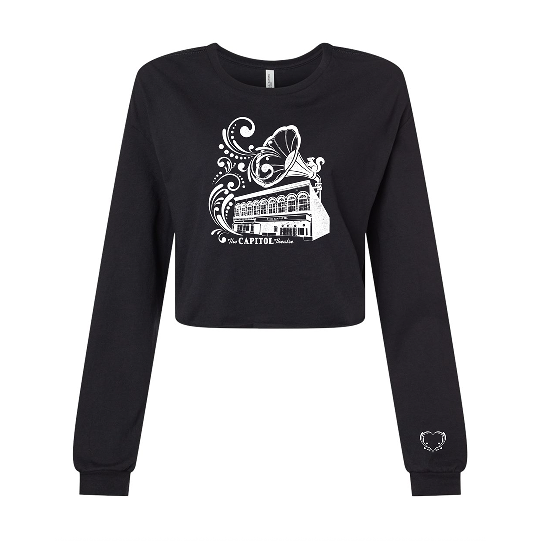 Black Women's Crop Top Longsleeve