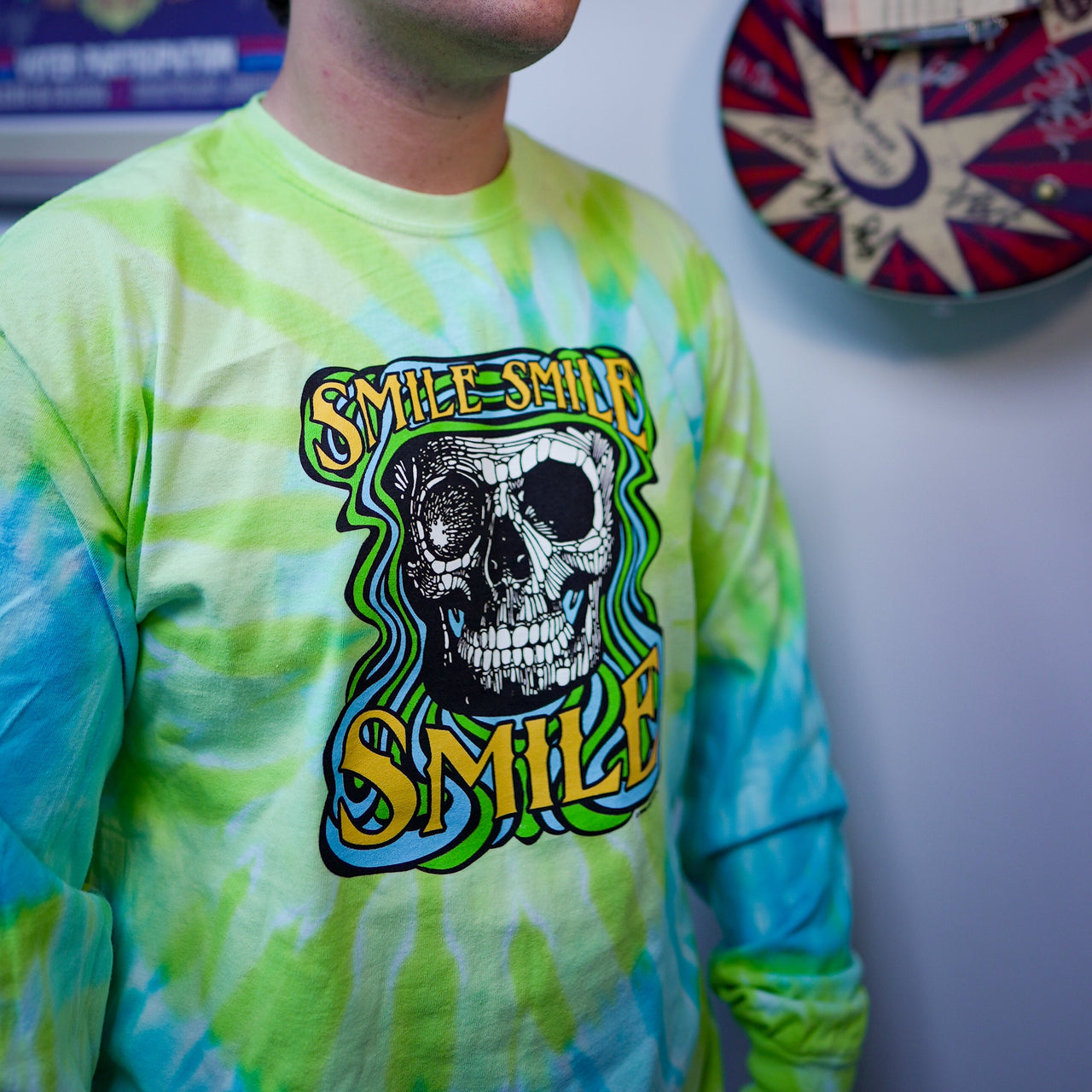 Smile, Smile, Smile Throwback Long-Sleeve Tie Dye T-Shirt